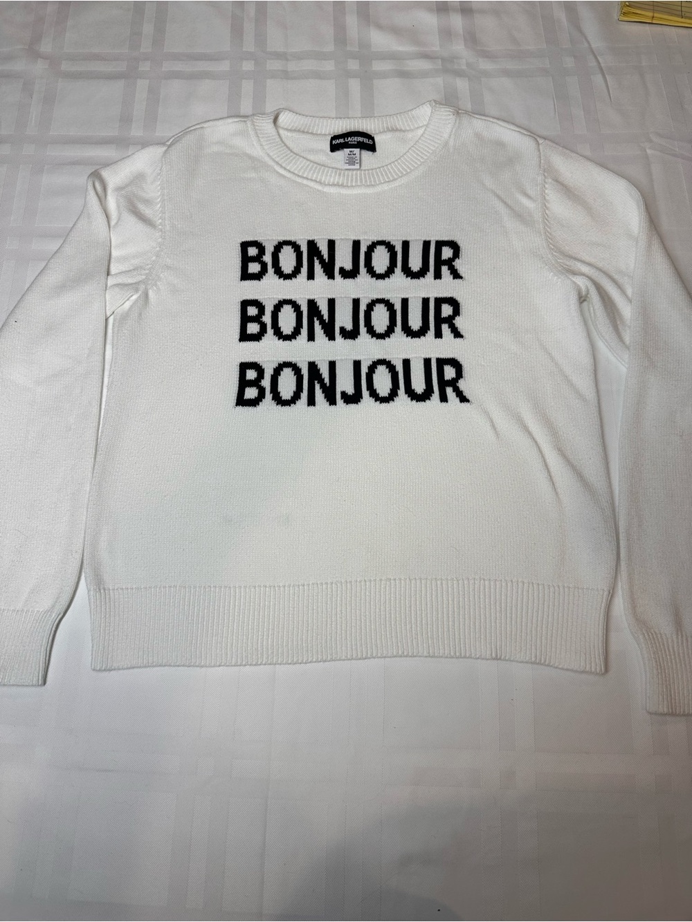 Karl Lagerfeld Paris "Bonjour" Graphic Knit Sweater - Size M